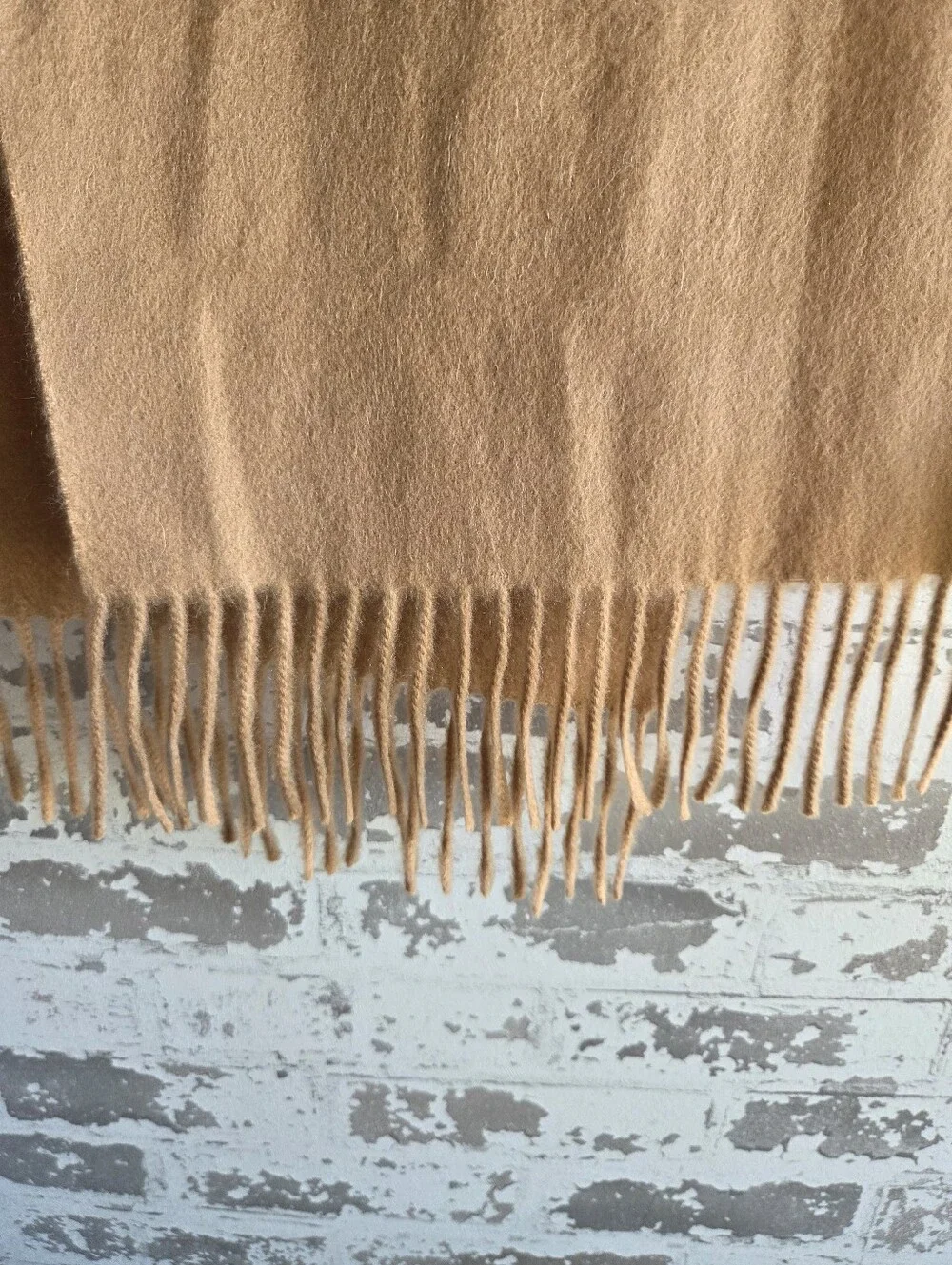 Portolano 100% Cashmere Scarf Camel Tan Fringe Soft Winter Accessory